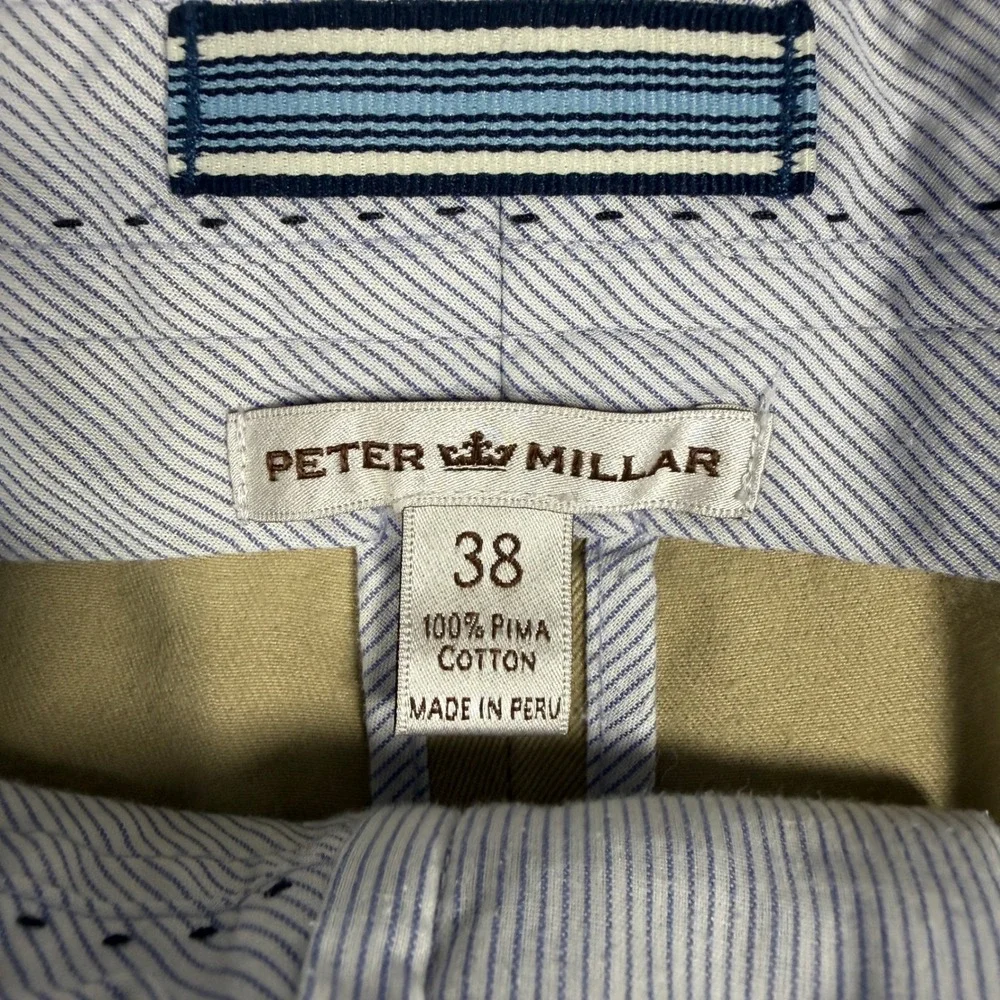 Peter Millar Mens 38 Khaki Tan Pima Cotton Flat Front Shorts MCOB31
